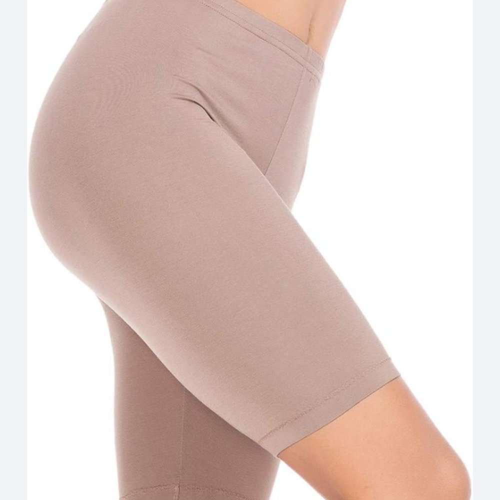 Seamless High-Waist Shaping Bike Shorts - Taupe